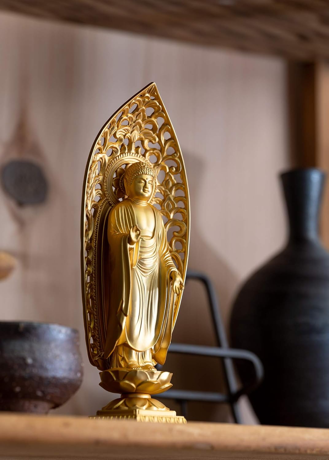 仏像 阿弥陀如来立像 15cm（古美金仕上げ） 仏師：牧田秀雲 原型＿（戌